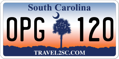 SC license plate OPG120