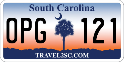 SC license plate OPG121