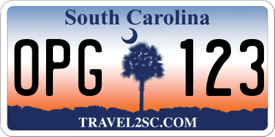 SC license plate OPG123