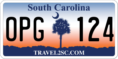 SC license plate OPG124