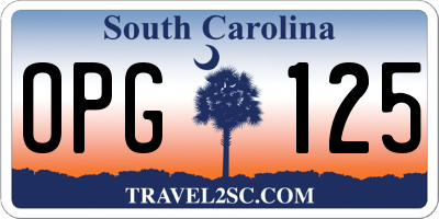 SC license plate OPG125