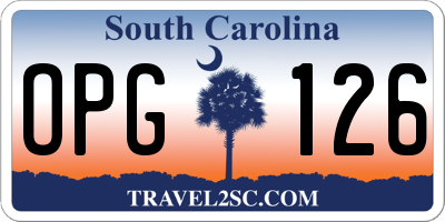 SC license plate OPG126
