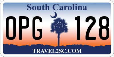 SC license plate OPG128