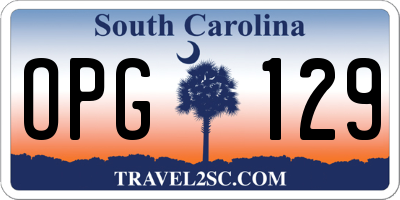 SC license plate OPG129