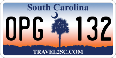 SC license plate OPG132