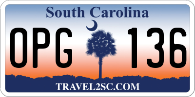 SC license plate OPG136