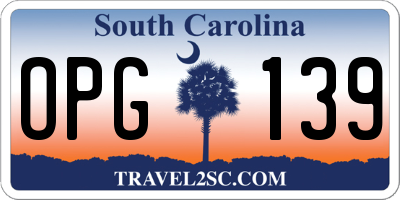 SC license plate OPG139