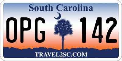 SC license plate OPG142