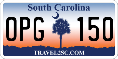SC license plate OPG150