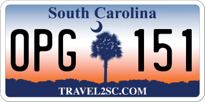 SC license plate OPG151