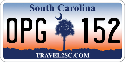 SC license plate OPG152