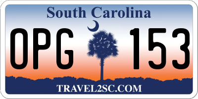 SC license plate OPG153