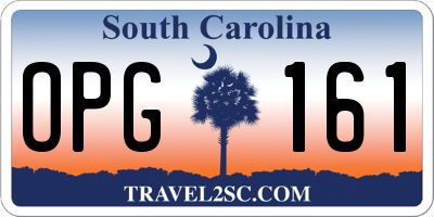 SC license plate OPG161