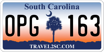 SC license plate OPG163