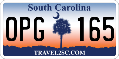 SC license plate OPG165