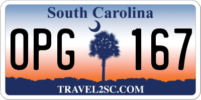 SC license plate OPG167