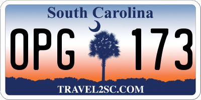 SC license plate OPG173