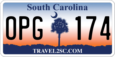 SC license plate OPG174