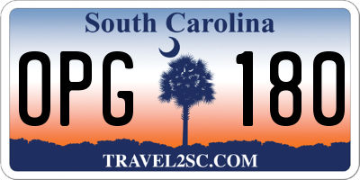 SC license plate OPG180