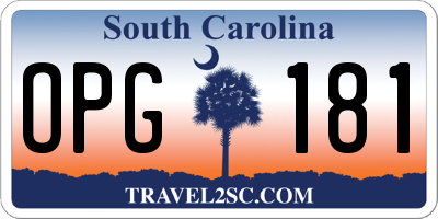 SC license plate OPG181