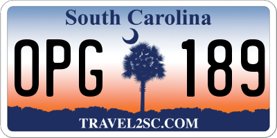 SC license plate OPG189