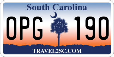 SC license plate OPG190