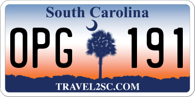 SC license plate OPG191