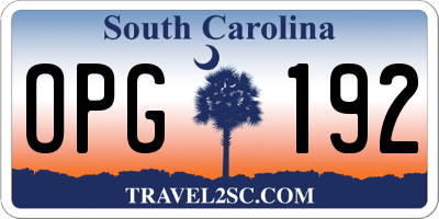 SC license plate OPG192