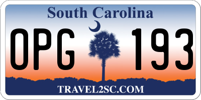 SC license plate OPG193