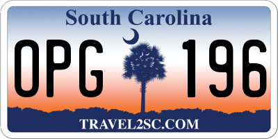 SC license plate OPG196