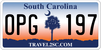 SC license plate OPG197