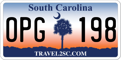 SC license plate OPG198