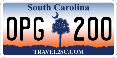 SC license plate OPG200