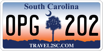SC license plate OPG202