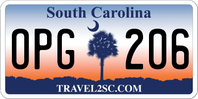 SC license plate OPG206