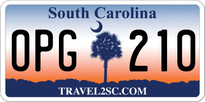 SC license plate OPG210