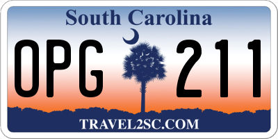 SC license plate OPG211