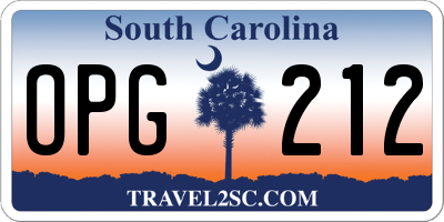 SC license plate OPG212