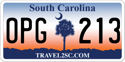 SC license plate OPG213
