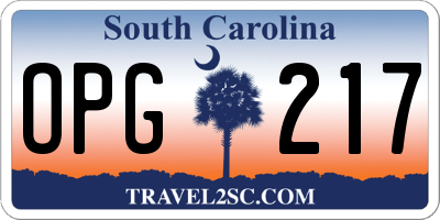 SC license plate OPG217