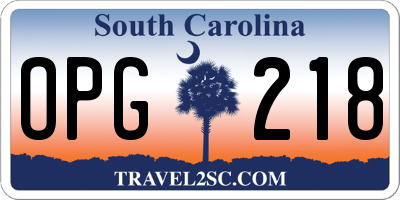 SC license plate OPG218