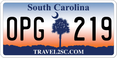SC license plate OPG219