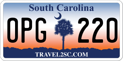 SC license plate OPG220