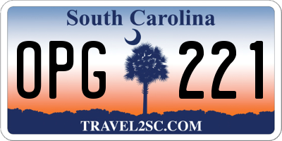 SC license plate OPG221