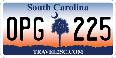 SC license plate OPG225