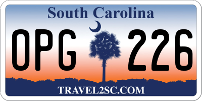 SC license plate OPG226