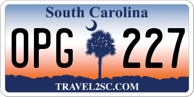 SC license plate OPG227