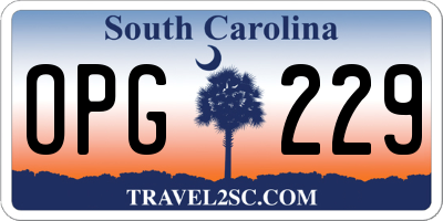 SC license plate OPG229