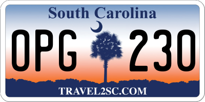 SC license plate OPG230