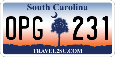 SC license plate OPG231